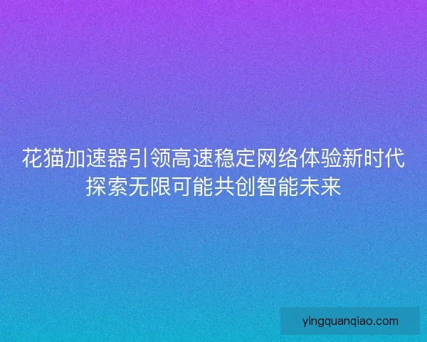 花猫加速器引领高速稳定网络体验新时代探索无限可能共创智能未来