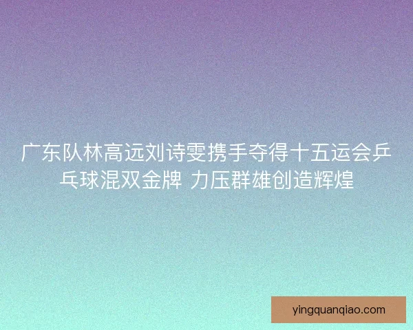广东队林高远刘诗雯携手夺得十五运会乒乓球混双金牌 力压群雄创造辉煌