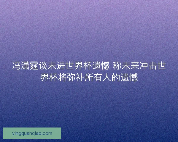 冯潇霆谈未进世界杯遗憾 称未来冲击世界杯将弥补所有人的遗憾