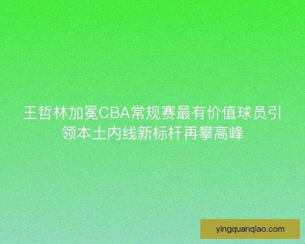 王哲林加冕CBA常规赛最有价值球员引领本土内线新标杆再攀高峰